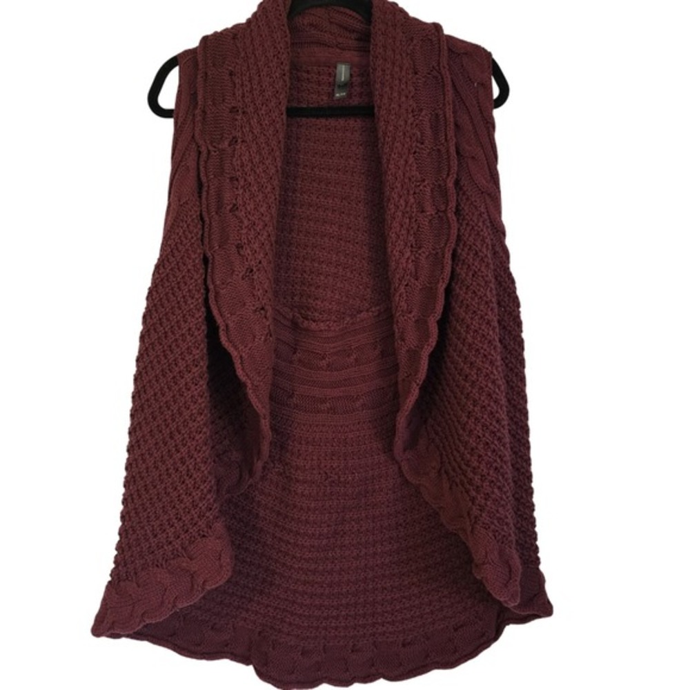 😀 Denver Haynes - Women's - Chunky Knit Crochet Vest - Size XL - Wine Color